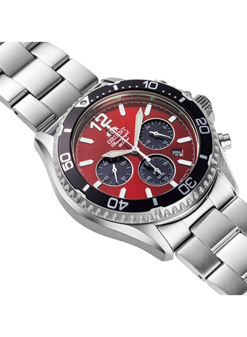 Chronograph Solar Powered Red Dial Stainless Steel Men's Watch RA-TX0207R