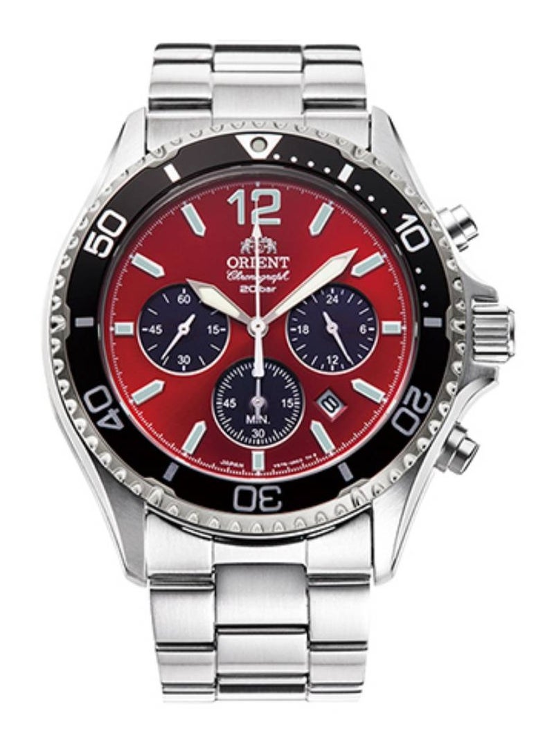 Chronograph Solar Powered Red Dial Stainless Steel Men's Watch RA-TX0207R