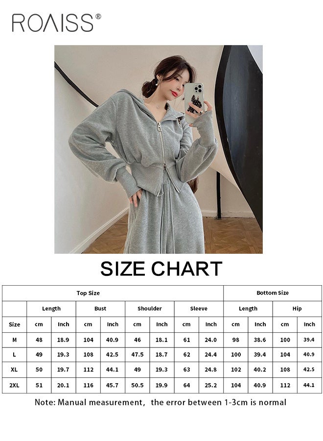 2-Piece Sports Suit For Women Versatile Hooded Long-Sleeved Top And Casual Loose-Fitting Sweatpants For Daily Commuting