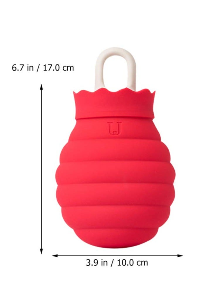 Warm Water Bottle with Knitted Cover - Rubber Hot Water Bag for Cold Weather, Fillable Hot Water Pouch, Ideal Hand Warmer, Microwave Safe for Kids.