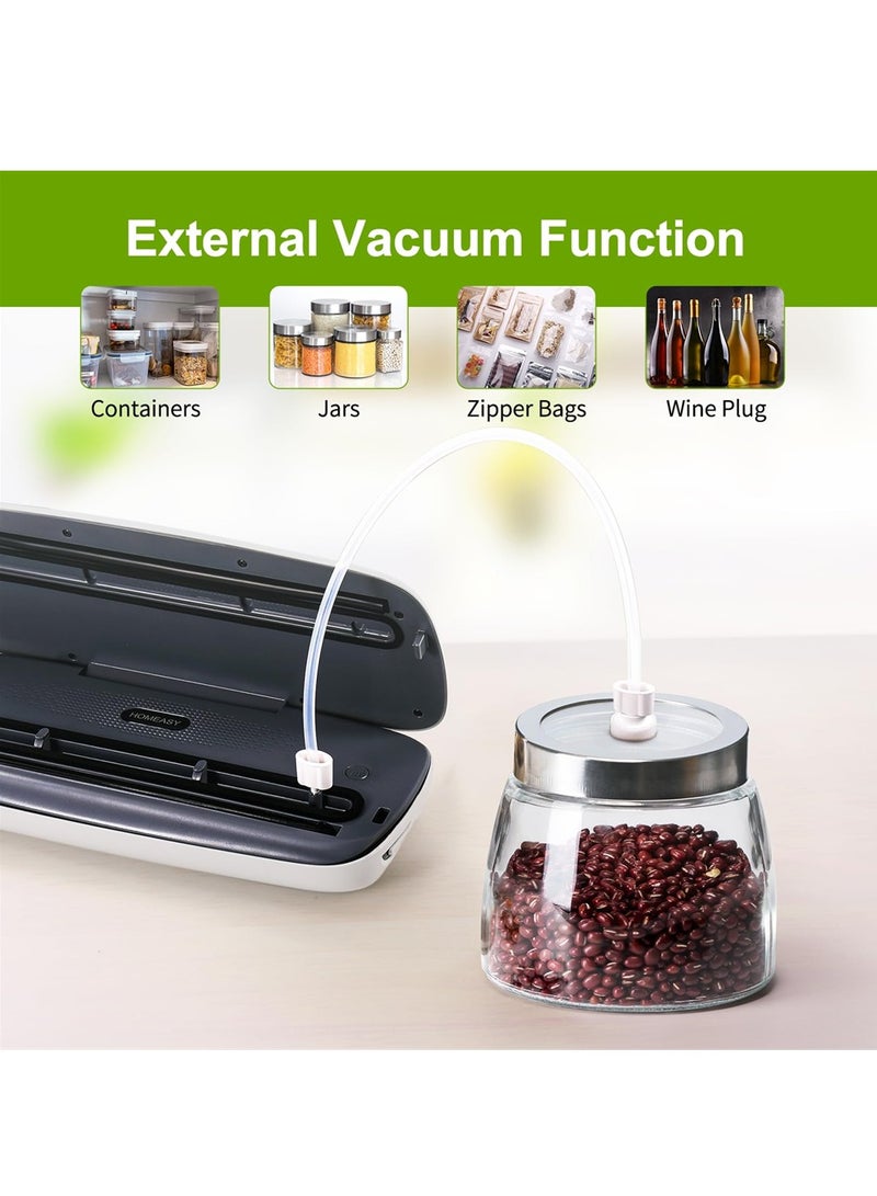 Automatic Vacuum Sealer for Food Preservation One-Touch Sealing Multi-Mode for Dry and Moist Foods Compact Design White