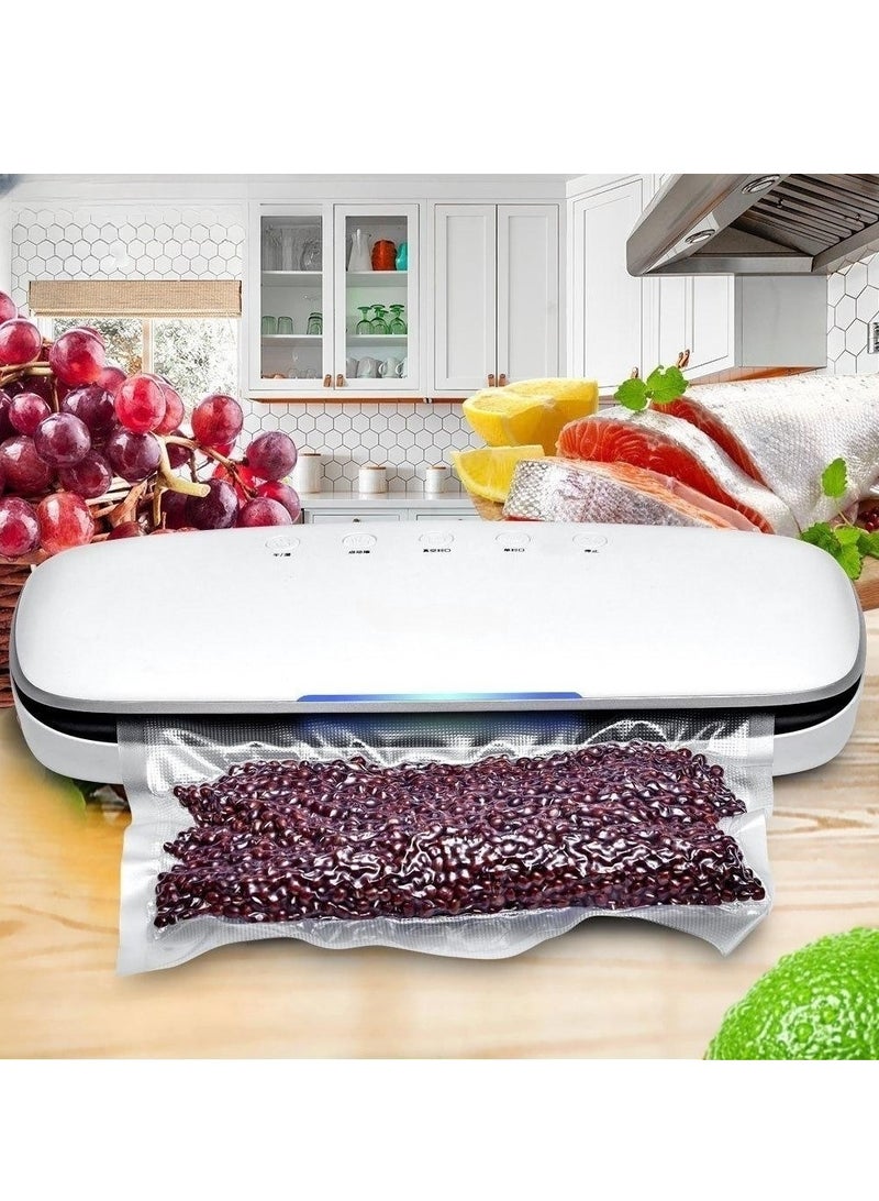 Automatic Vacuum Sealer for Food Preservation One-Touch Sealing Multi-Mode for Dry and Moist Foods Compact Design White