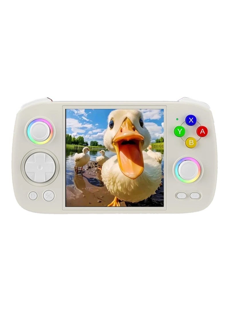 ANBERNIC RG Cube Retro Handheld Game Console 64bit Android 13 Unisoc T820 3.95 Inch IPS Screen Hall Joystick RGB lighting effect (White)