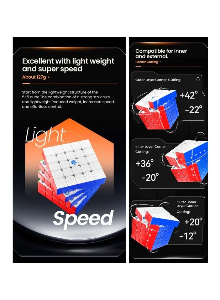 GAN 562M 5x5 Frosted Magnetic Cube Stickerless Speedcube