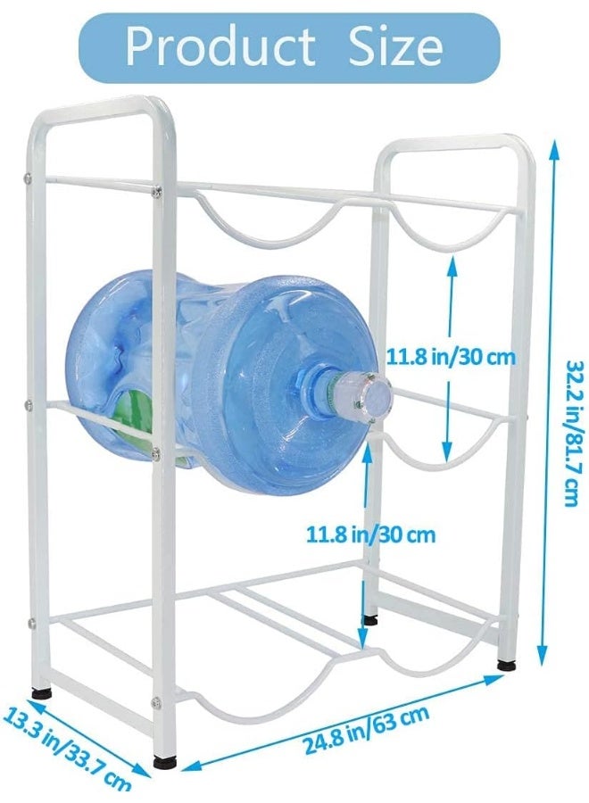 3-Tier Water Bottle Holder for 6 Bottles, Heavy Duty Water Jug Storage Shelf of Carbon Steel, Detachable Water Jug Organizer Floor Protection for Home Office