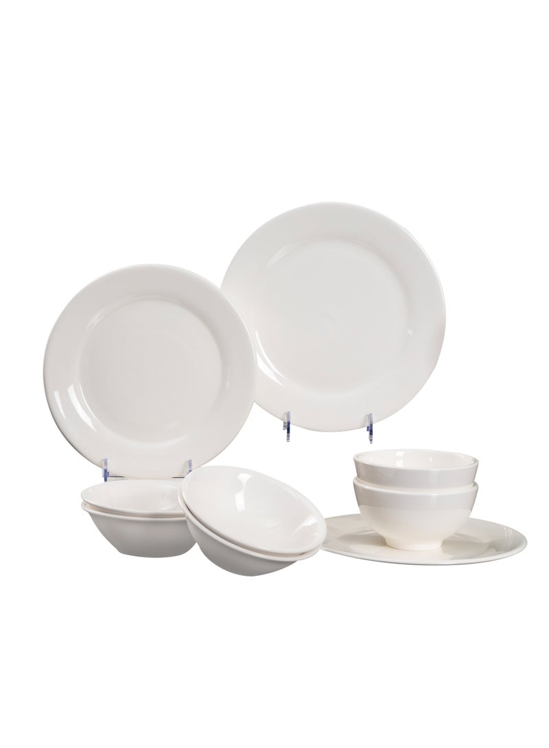 Classic White Porcelain Dinner Set, 16-Piece Modern Ceramic Plates and Bowls - Microwave & Dishwasher Safe