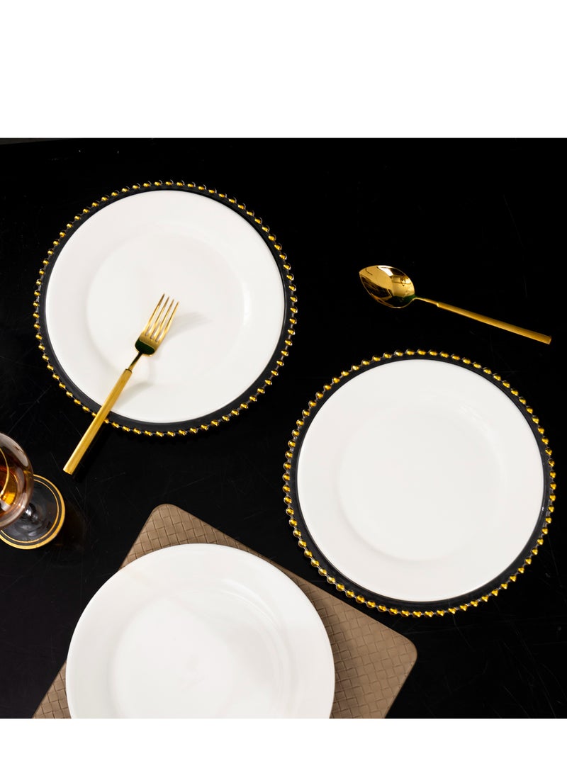 Classic White Porcelain Dinner Set, 16-Piece Modern Ceramic Plates and Bowls - Microwave & Dishwasher Safe