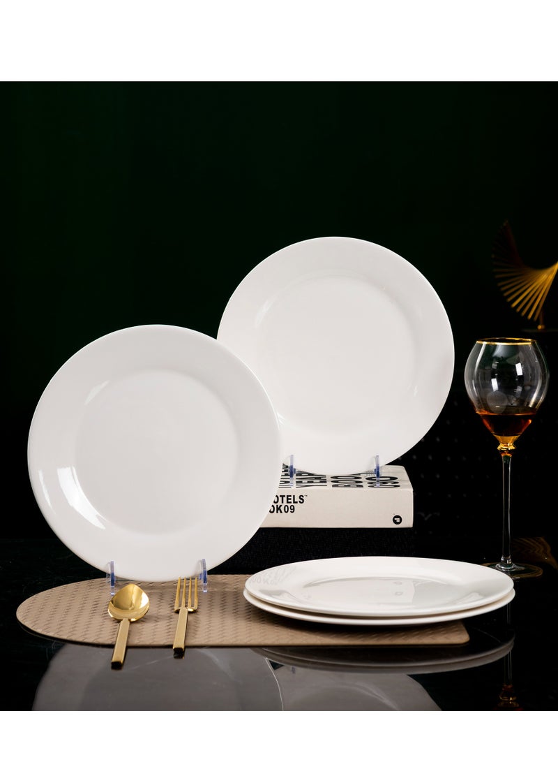 Classic White Porcelain Dinner Set, 16-Piece Modern Ceramic Plates and Bowls - Microwave & Dishwasher Safe