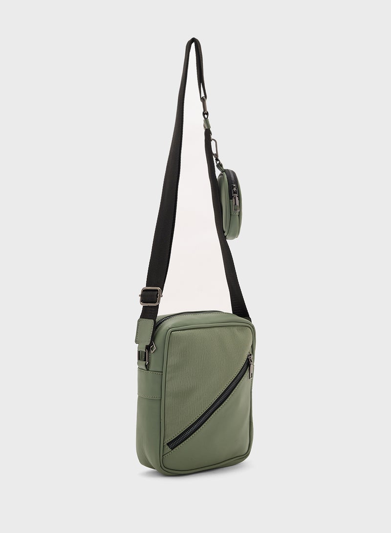 Crossbody Messenger Bag With Mini Pouch