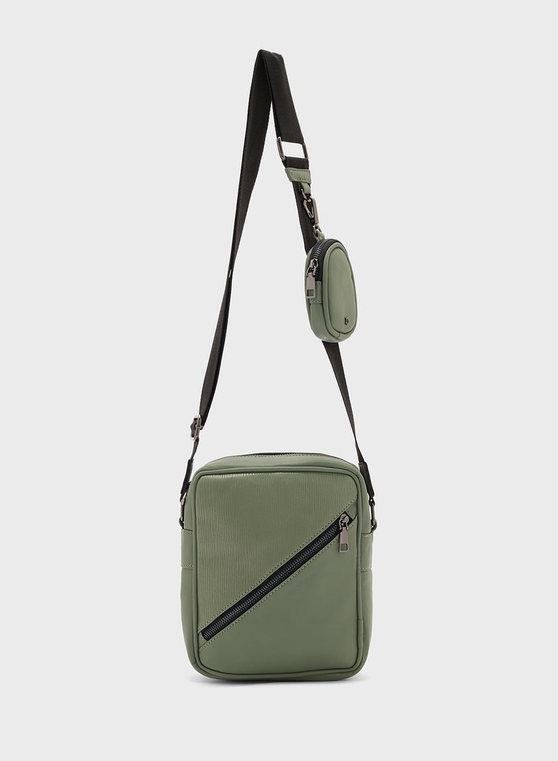 Crossbody Messenger Bag With Mini Pouch