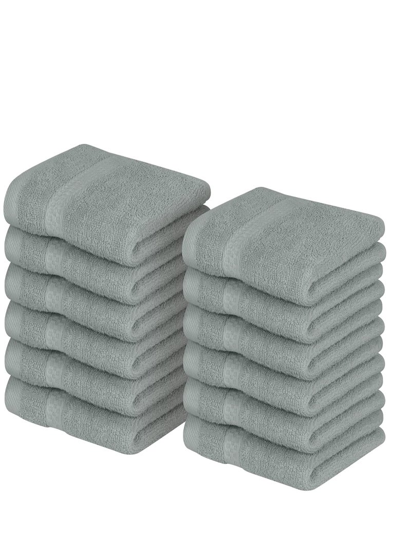 Utopia Towels [12 Pack Premium Wash Cloths Set (12 x 12 Inches) 100% Cotton Ring Spun, Highly Absorbent and Soft Feel Essential Washcloths for Bathroom, Spa, Gym, and Face Towel (Cool Grey)