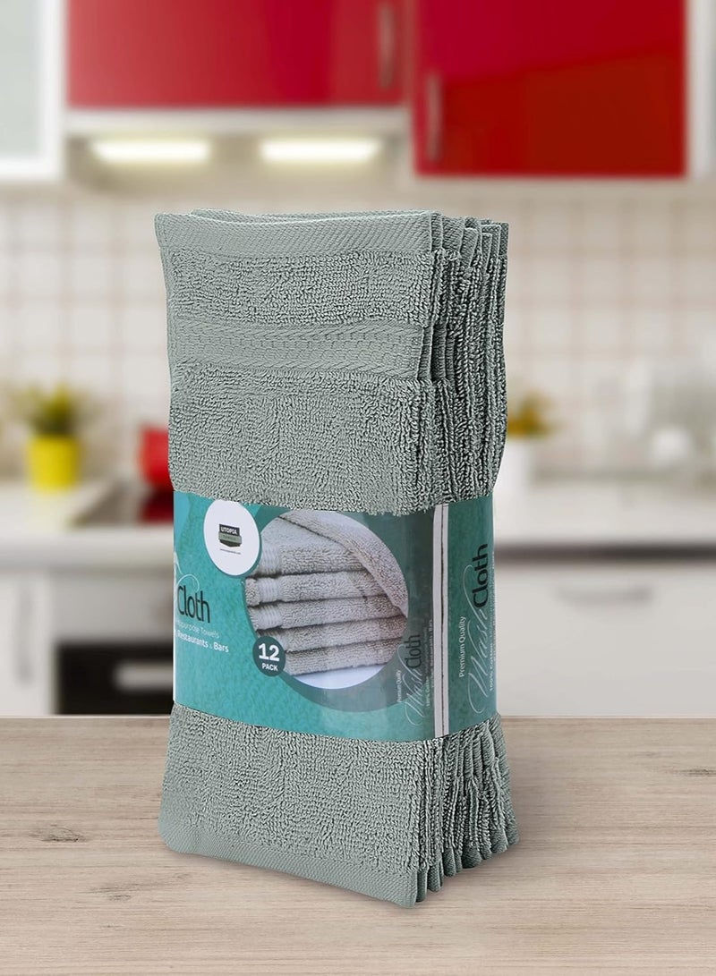 Utopia Towels [12 Pack Premium Wash Cloths Set (12 x 12 Inches) 100% Cotton Ring Spun, Highly Absorbent and Soft Feel Essential Washcloths for Bathroom, Spa, Gym, and Face Towel (Cool Grey)