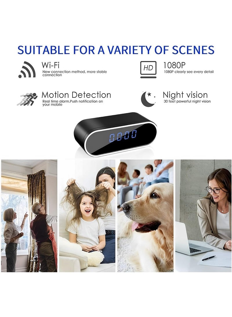 Wifi Camera Digital Table Clock Wireless Hidden Mini Camera Full HD 1080P, Motion Detection, Tiny Cams Small Nanny Cameras For Home Office Room Security Camera, Baby Monitor, Camera Digital Wireless