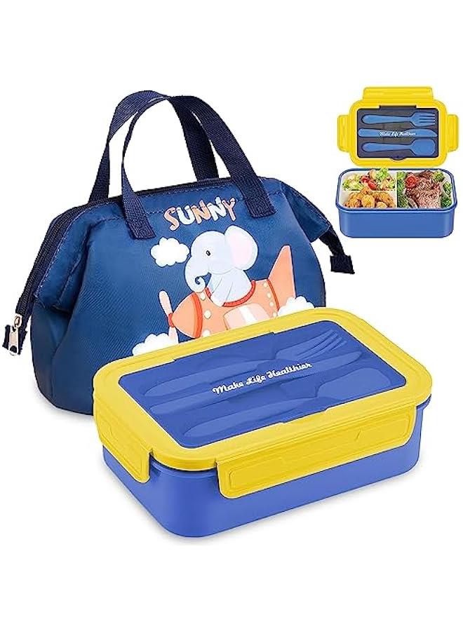 5-In-1 Bento lunch Box With Insulated lunch Bag And Utensil Set 1100 ML, Blue