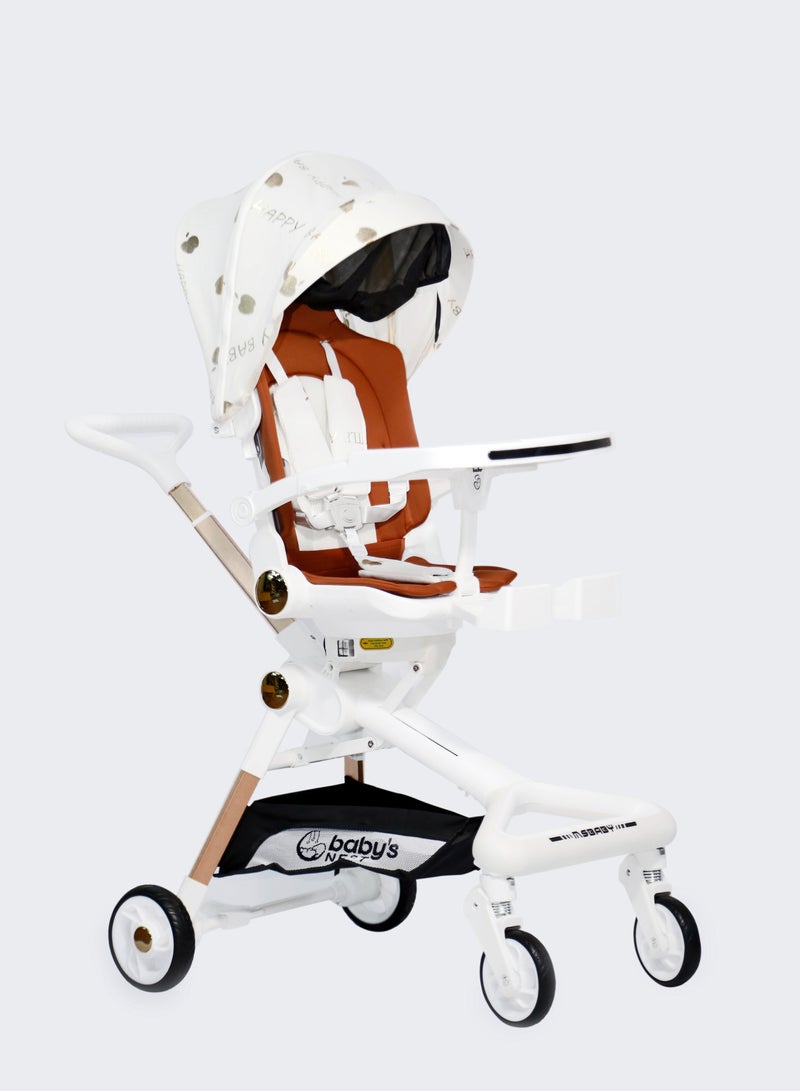 Baby's Nest 2 in 1 Stroller White With Multicolor