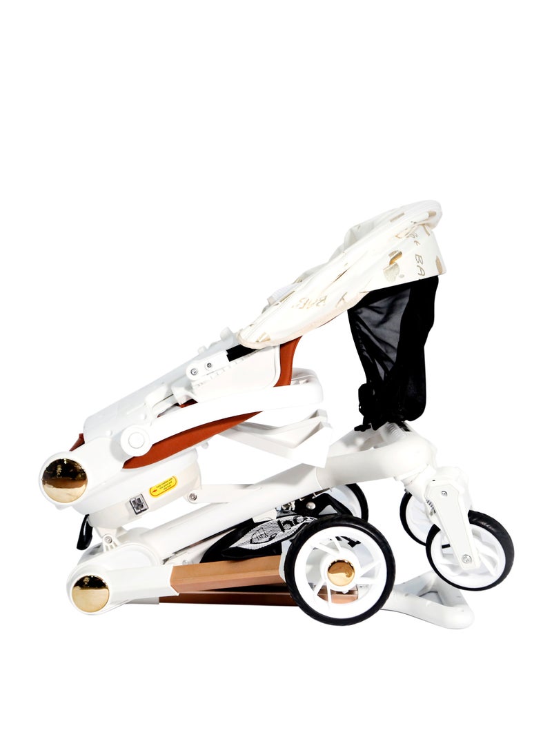 Baby's Nest 2 in 1 Stroller White With Multicolor