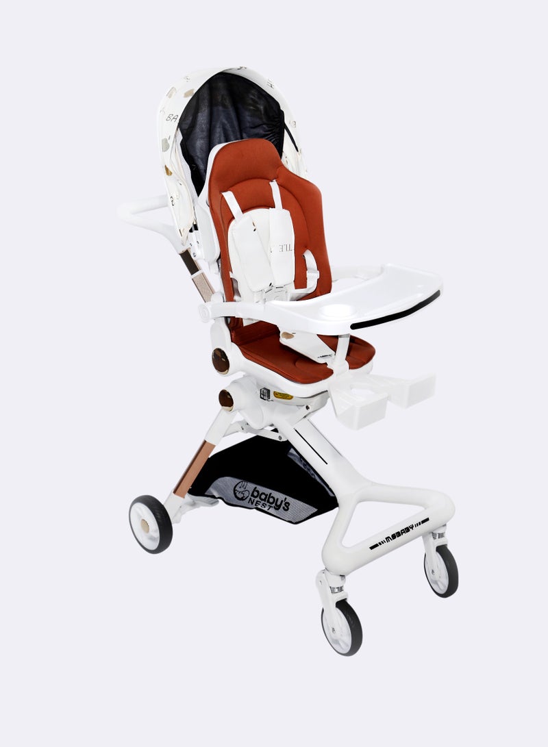 Baby's Nest 2 in 1 Stroller White With Multicolor