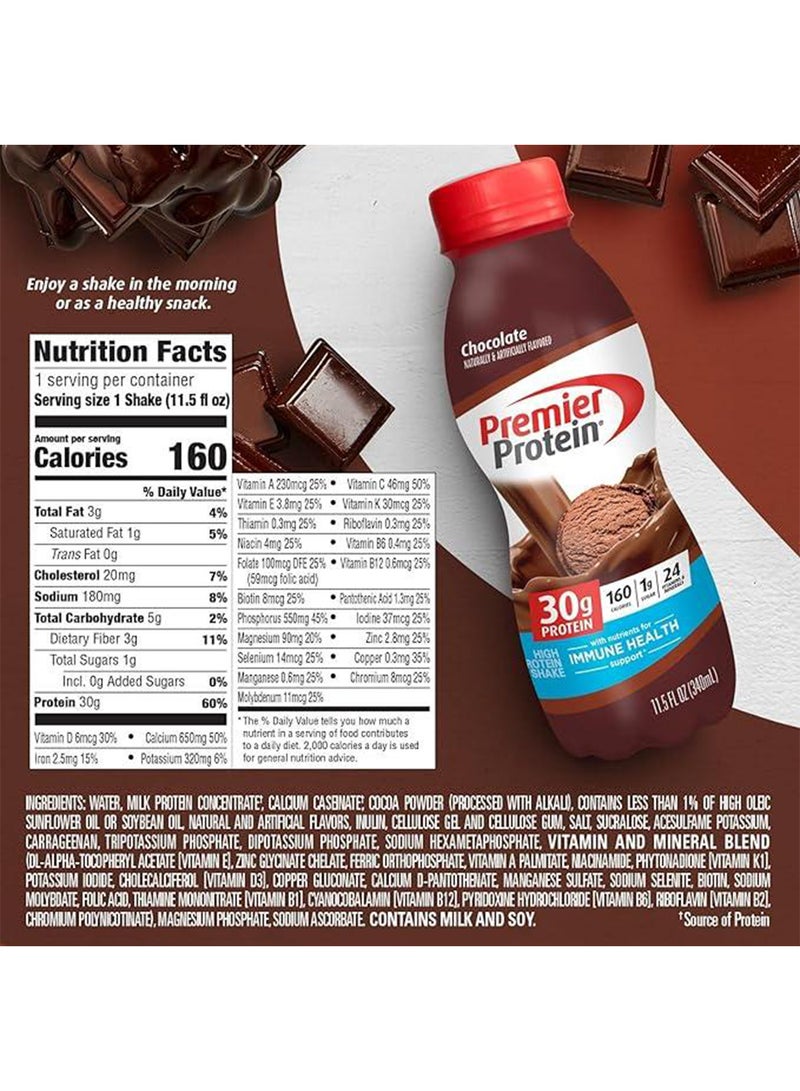 Pack Of 12 Chocolate Shake 30G Protein 1G Sugar 24 Vitamins Minerals Nutrients To Support Immune Health, 11.50 Fl Oz