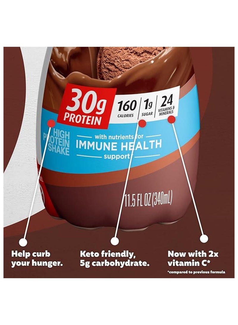 Pack Of 12 Chocolate Shake 30G Protein 1G Sugar 24 Vitamins Minerals Nutrients To Support Immune Health, 11.50 Fl Oz