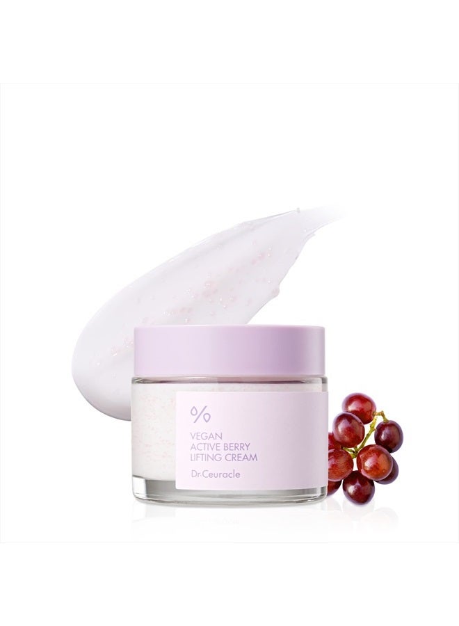 Dr.Ceuracle Vegan Active Berry Lifting CreamㅣFrench Grapes Cream for Plumper ComplexionㅣResveratrol Capsules for Anti-Oxidant, Vitamin A from Cranberry, Upcycled Grape Seed OilㅣHydration, Revive & Rej