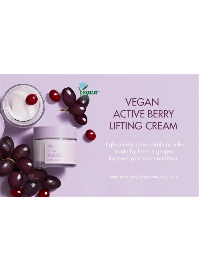 Dr.Ceuracle Vegan Active Berry Lifting CreamㅣFrench Grapes Cream for Plumper ComplexionㅣResveratrol Capsules for Anti-Oxidant, Vitamin A from Cranberry, Upcycled Grape Seed OilㅣHydration, Revive & Rej