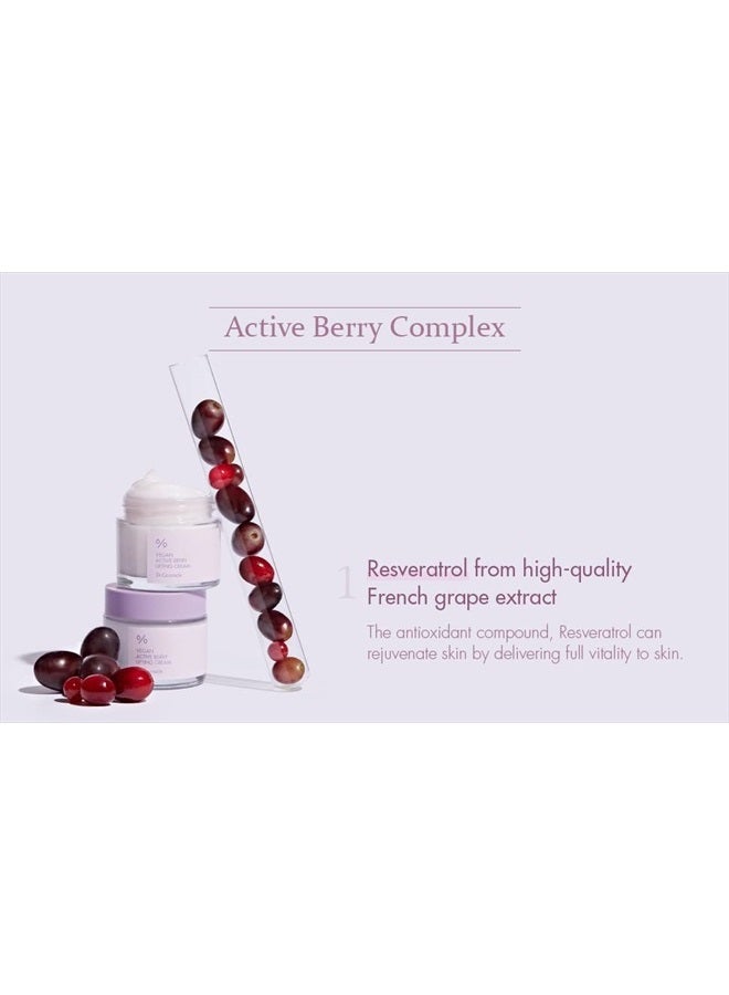 Dr.Ceuracle Vegan Active Berry Lifting CreamㅣFrench Grapes Cream for Plumper ComplexionㅣResveratrol Capsules for Anti-Oxidant, Vitamin A from Cranberry, Upcycled Grape Seed OilㅣHydration, Revive & Rej