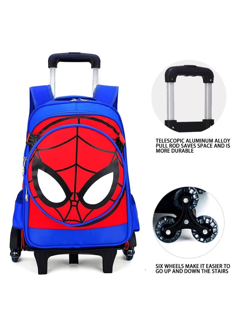 Blue Spider-Man Style Rolling Trolley School Bag