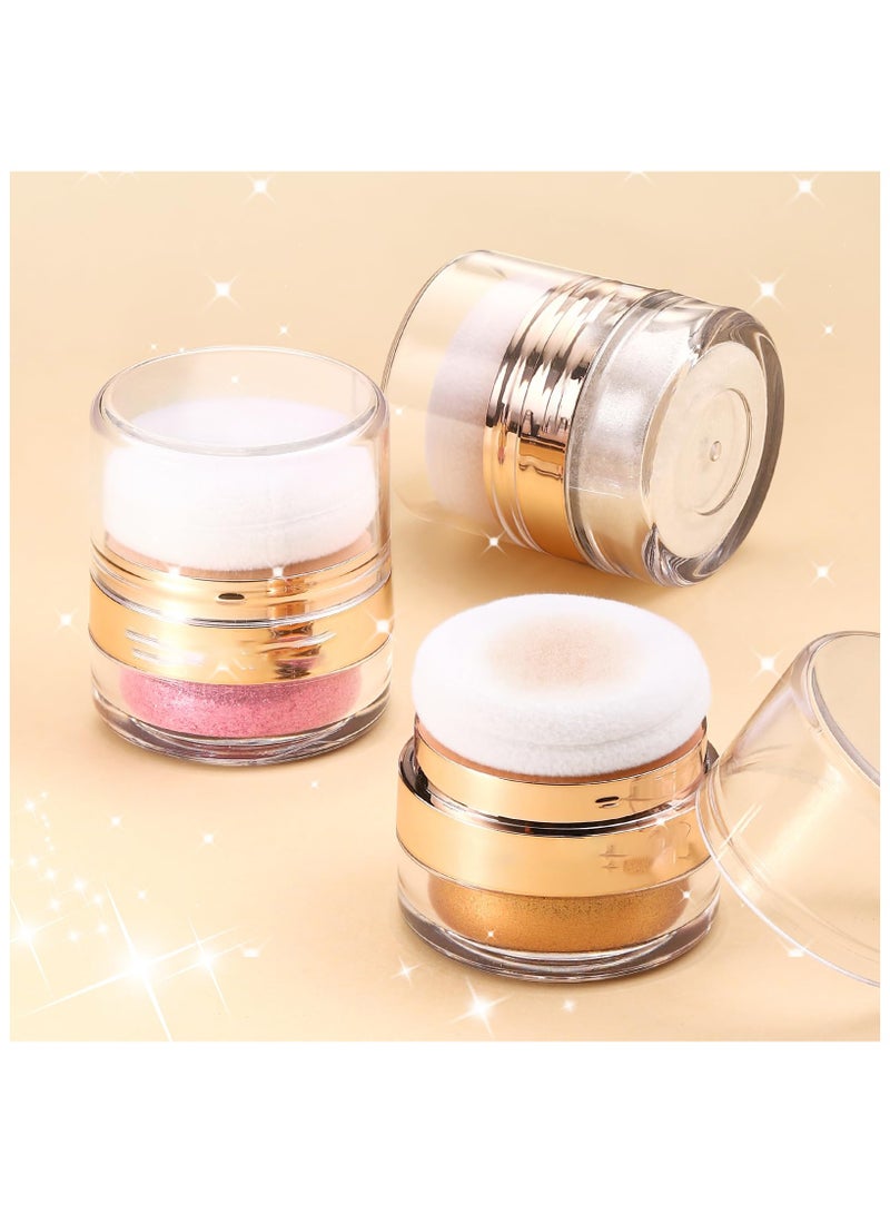 Glitter Body Highlighter Powder, Body Shimmer Sparkle Face Brightening Highlighter Powder, Sparkling Blush Highlighter Powder, for Face Eyes Body Glow Makeup With sponge head, for Women( Golden）