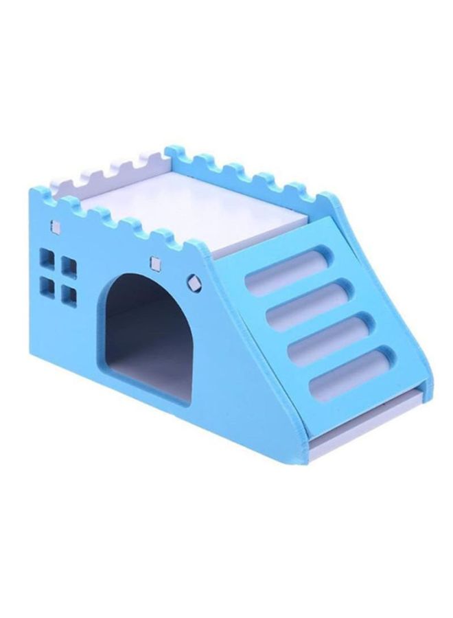 Wooden Hamster House Blue/White 15 x 11 x11cm