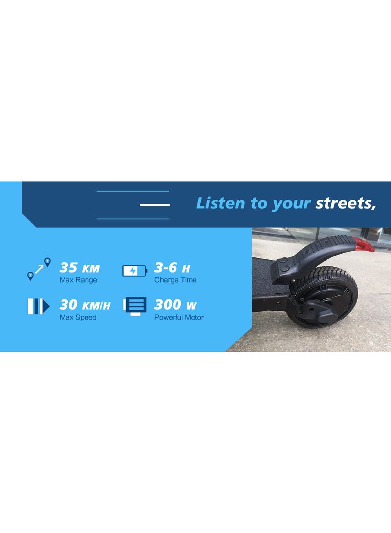 Electric Scooter, 300W Motor, 35 KM Range & 30KM/H, 10