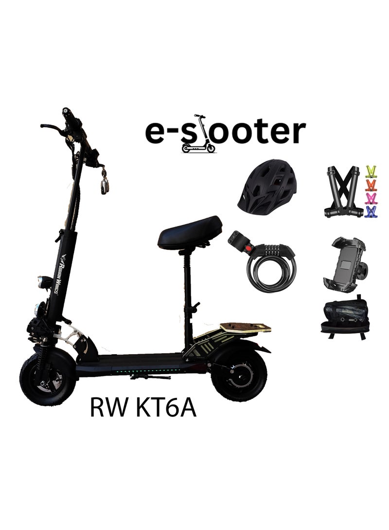 E Scooter for Adults Rohan Wings KT6A, 3000W Motor, 48V 13AH LT Battery, 70km/h Speed, 35-40km Range, with RGB lights on skate board and Mud guards, Foldable, Display Meter, Bluetooth Speaker, Helmet, Safety Belt, Mobile Holder, Pump, Tool Kit