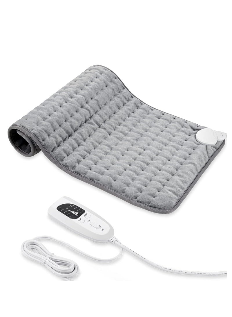 Heating pad, Electric Heat Pad with Automatic Switch-Off and 6 Temperature Levels Heating pad for Back Neck Shoulder Belly Heating Technology - Machine Washable.(Silver Gray, 12