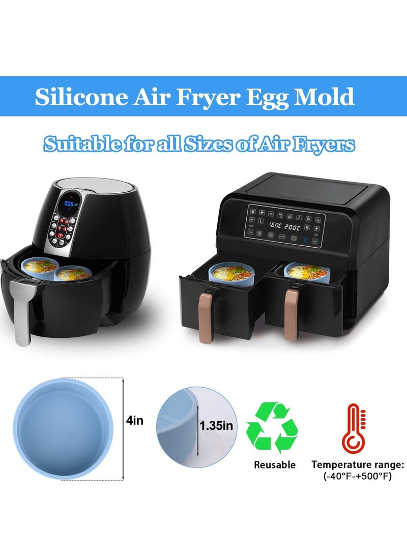 Silicone Air Fryer Egg Mold 3 Pcs Reusable Nonstick Egg Bites Pan with Lid Sous Vide Egg Bite Maker Alternative to Microwave Egg Cooker Dishwasher Safe BPA Free Air Fryer Accessories Blue