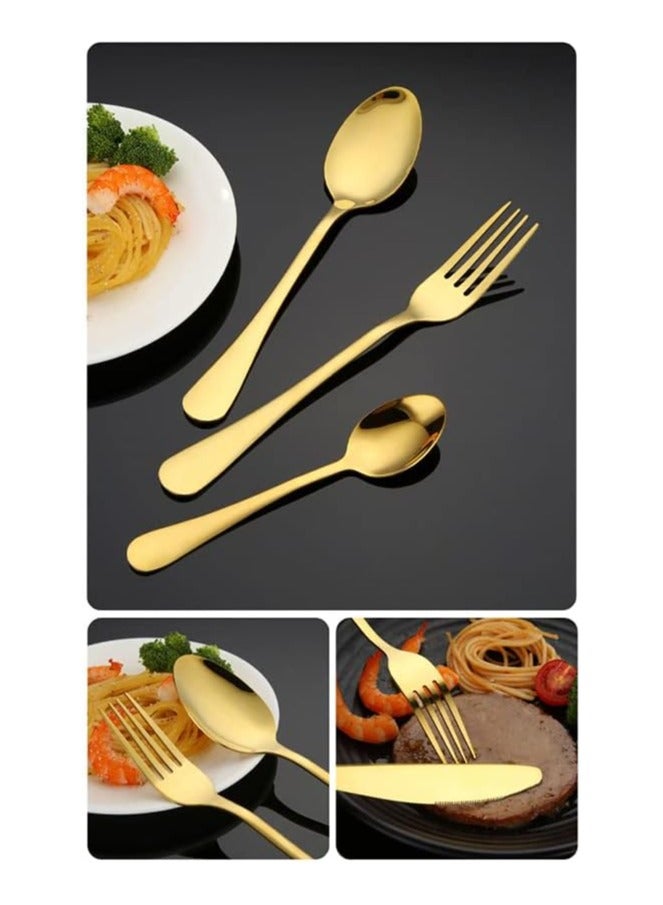 Cutlery Set Stainless Steel Gold Flatware Set with Premium Gift Box Mirror Polished Cutlery Set (24 PC)