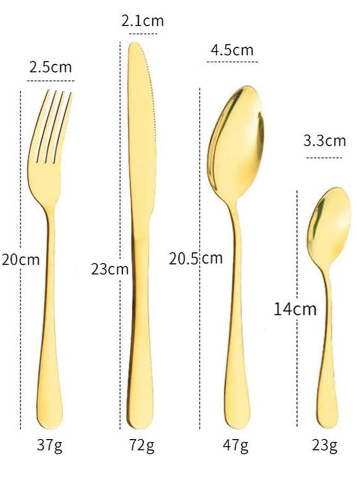 Cutlery Set Stainless Steel Gold Flatware Set with Premium Gift Box Mirror Polished Cutlery Set (24 PC)