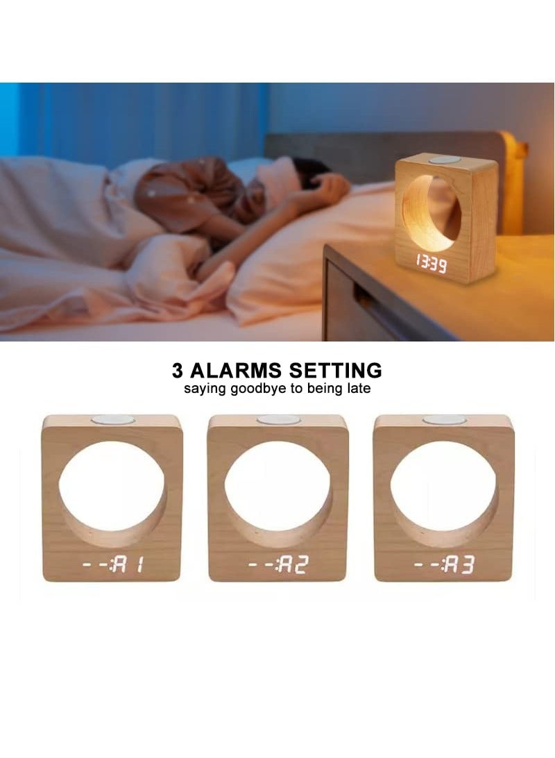 Mini LED Alarm Clock with Night Light, 3 Alarms, Time & Temperature Display for Bedroom, Bedside, Desk, Kids.