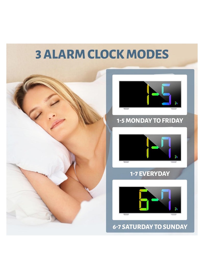 Multicolor LED Alarm Clock with Large Display Dual Alarm Snooze Function Voice Control for Kids Teens Mains Powered 12/24Hr Mode