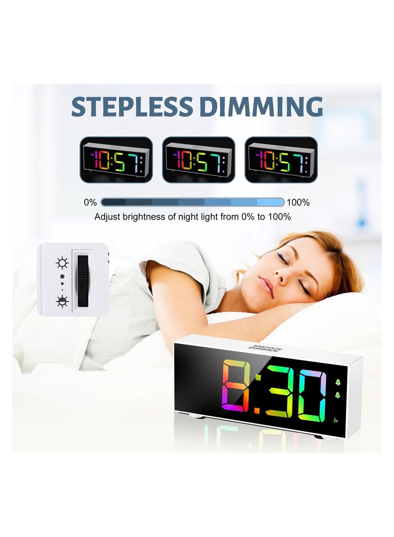 Multicolor LED Alarm Clock with Large Display Dual Alarm Snooze Function Voice Control for Kids Teens Mains Powered 12/24Hr Mode