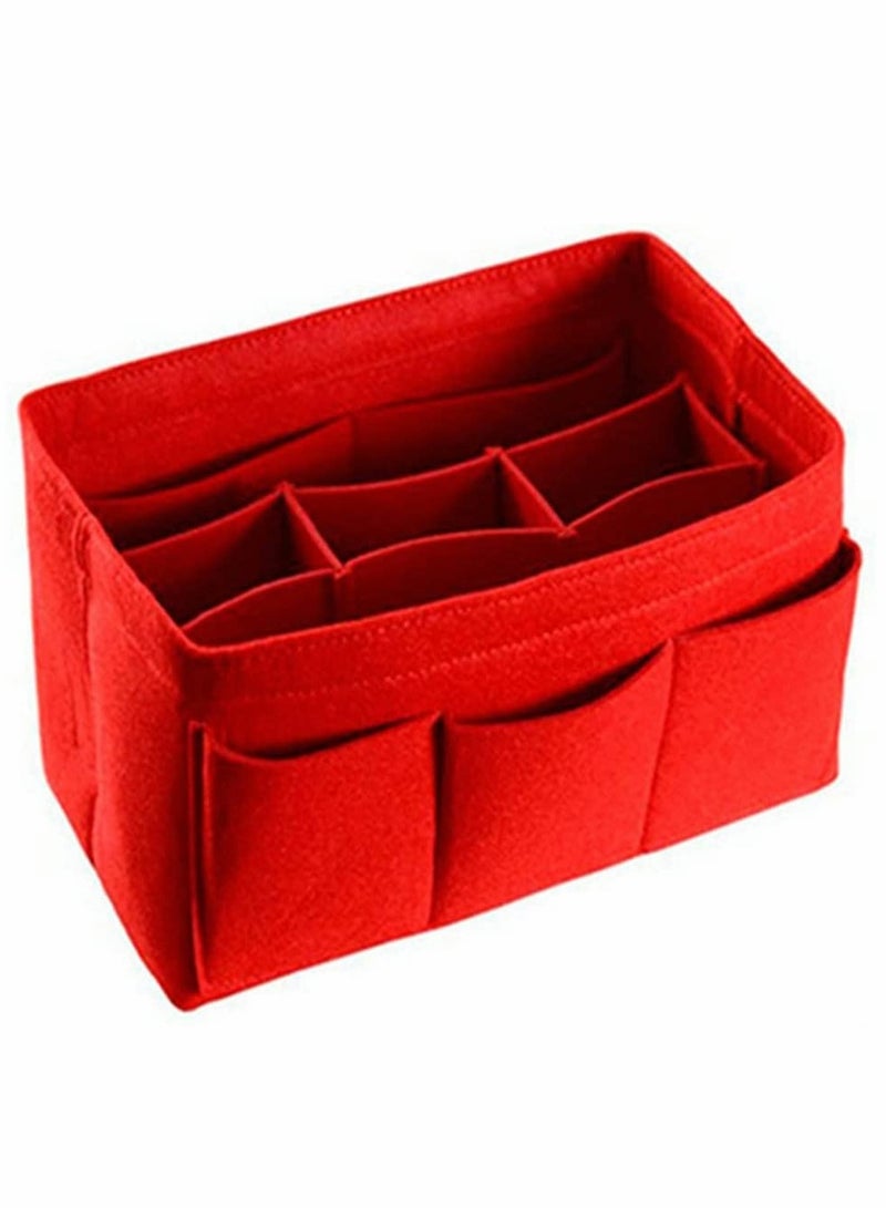 Felt Purse Organizer Insert for Women Multi Pocket Bag Divider for Travel Handbags Totes Hobo Bags Storage L Size Red