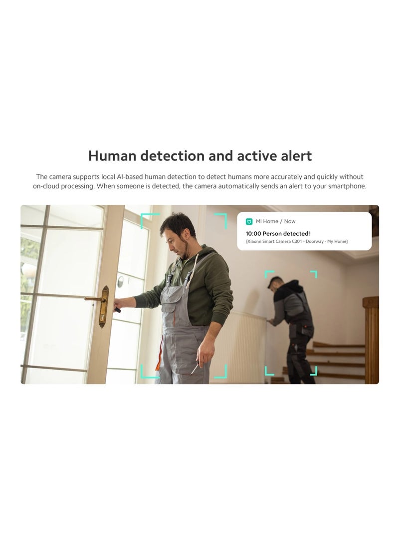 Smart Camera C301 | 3MP with 2K Image Quality | MJA1 Security Chip | Voice Control | 8GB to 256GB microSD Supported | Cloud Storage