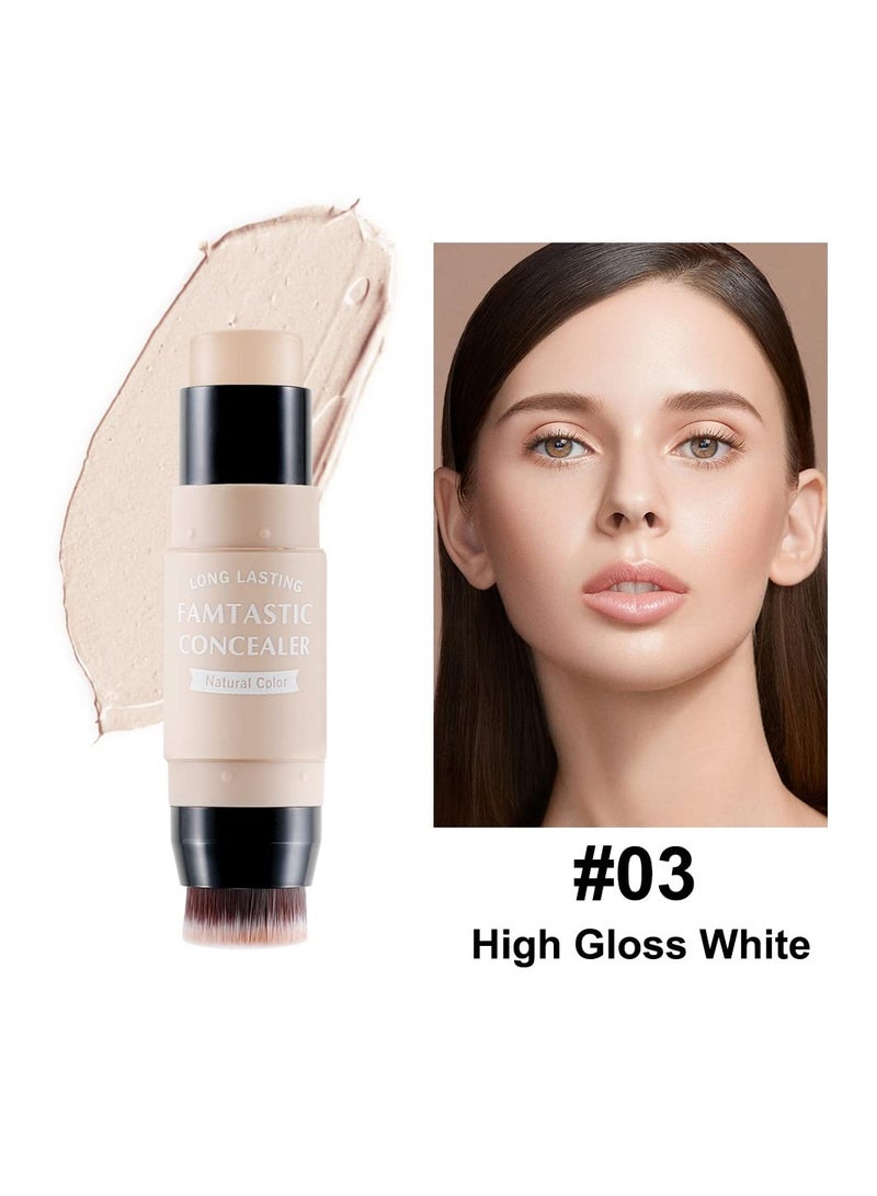 2 PCS Contour Highlighter Stick with Brush - Waterproof Bronzer Pen for Face Brightening, Longwear Highlighting Shades Pencil (03 & 04) for Perfect Highlighting and Shaping.