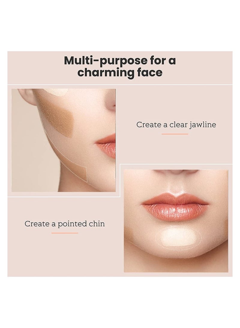 2 PCS Contour Highlighter Stick with Brush - Waterproof Bronzer Pen for Face Brightening, Longwear Highlighting Shades Pencil (03 & 04) for Perfect Highlighting and Shaping.