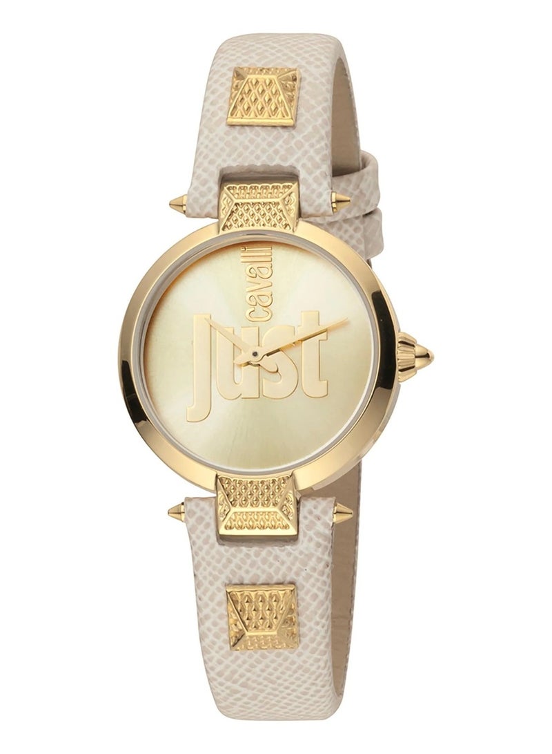 Just Cavalli Stainless Steel Analog Women's Watch With Grey Leather Band JC1L076L0035