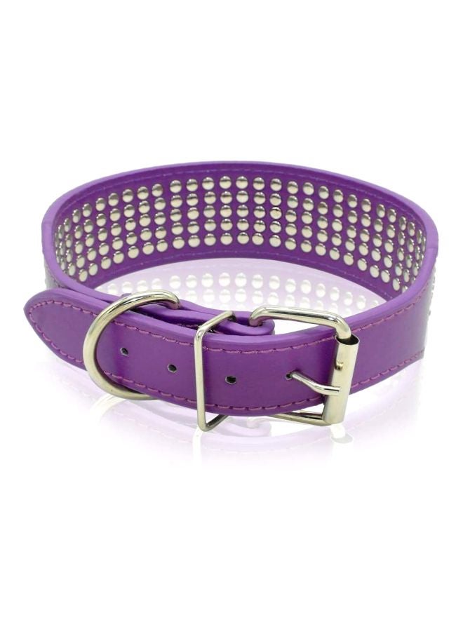 Rhinestone Studded Faux Leather Dog Collar Purple/White