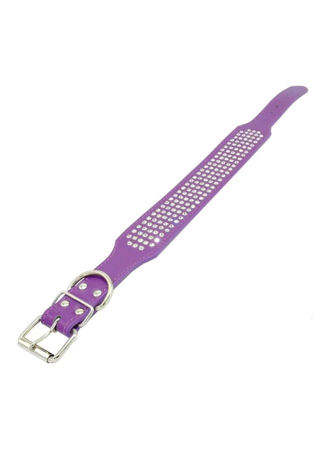 Rhinestone Studded Faux Leather Dog Collar Purple/White