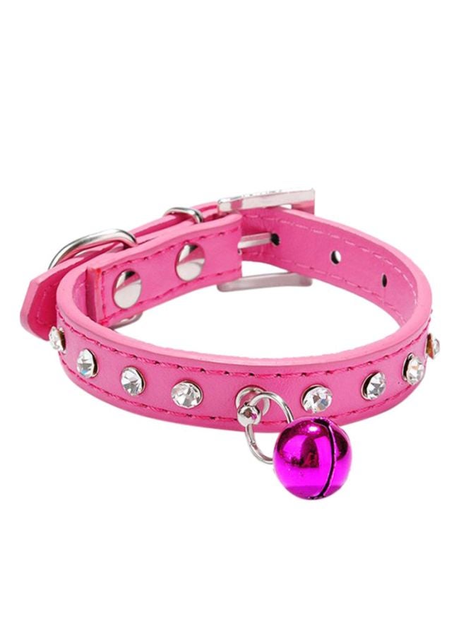 Rhinestone Studded Faux Leather Collar Pink/White