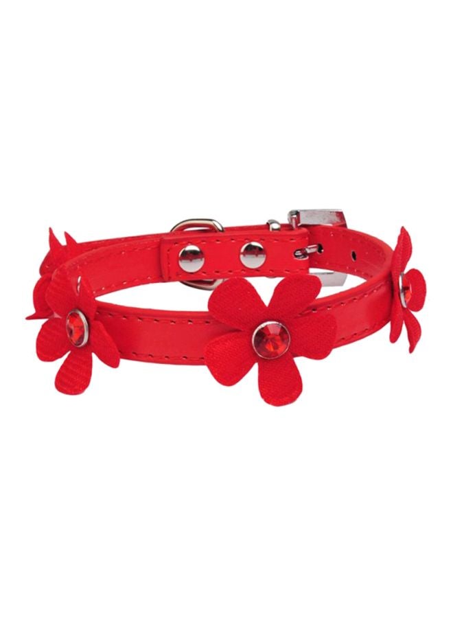 Rhinestones Studded Faux Leather Collar Red