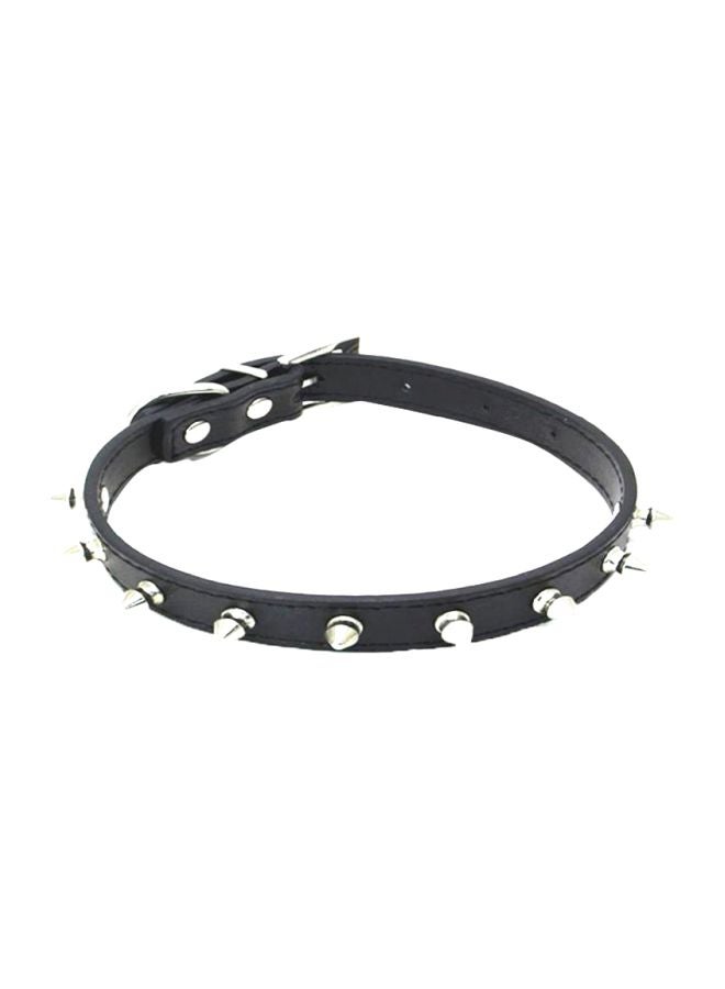 Faux Leather Adjustable Pet Collar Black