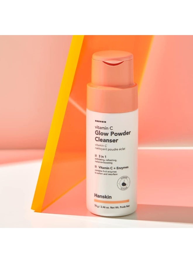 Hanskin Vitamin C Glow Powder Cleanser, 3 In 1 Exfoliating, Refreshing, Radiance-Boosting, 70G