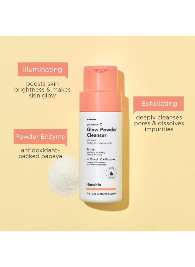 Hanskin Vitamin C Glow Powder Cleanser, 3 In 1 Exfoliating, Refreshing, Radiance-Boosting, 70G